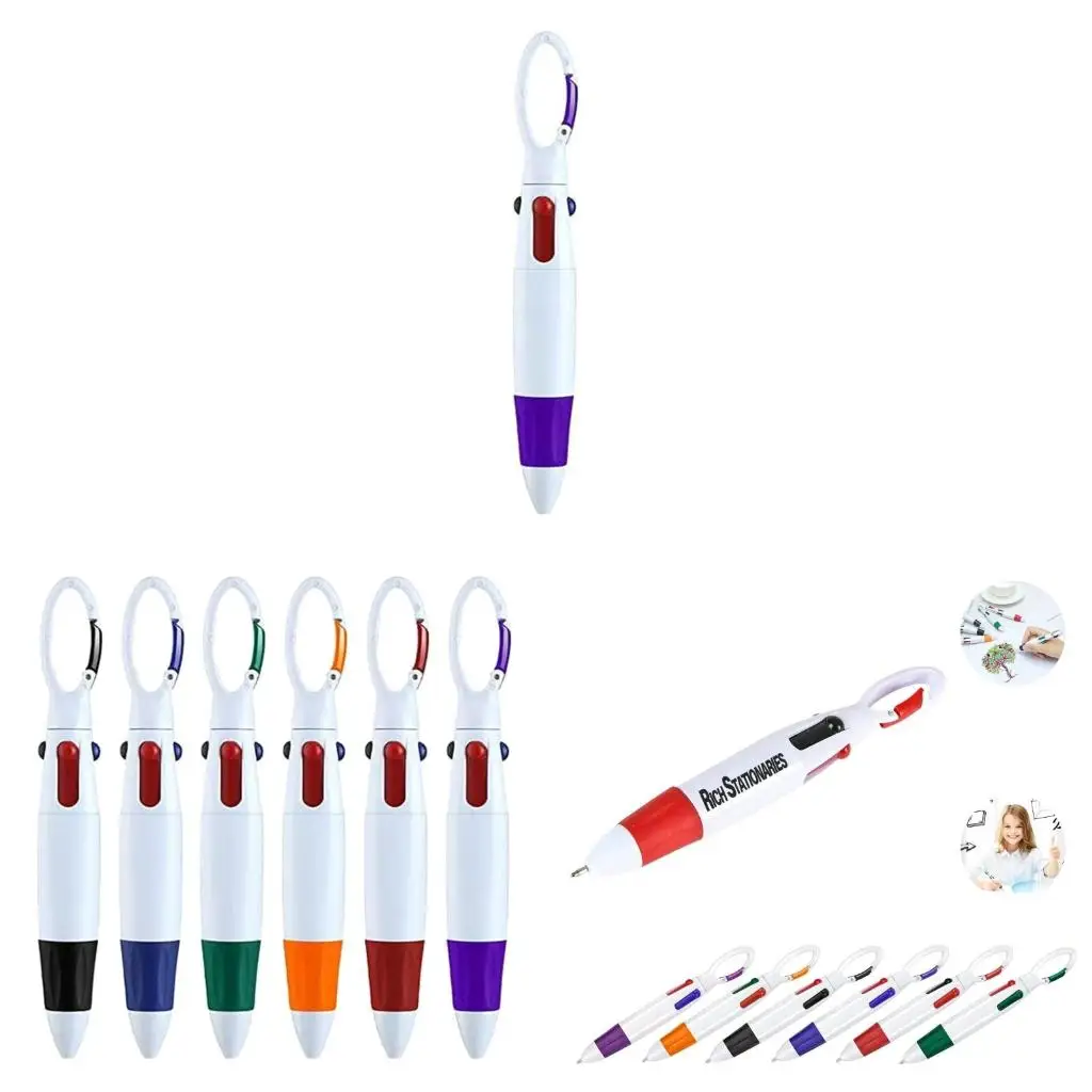6Pcs 4-in-1 Retractable Ballpoint Pen Multicolours Pen 4 Colors Ball Point Pen in for Kids, 0.7mm Multiple Color Pen