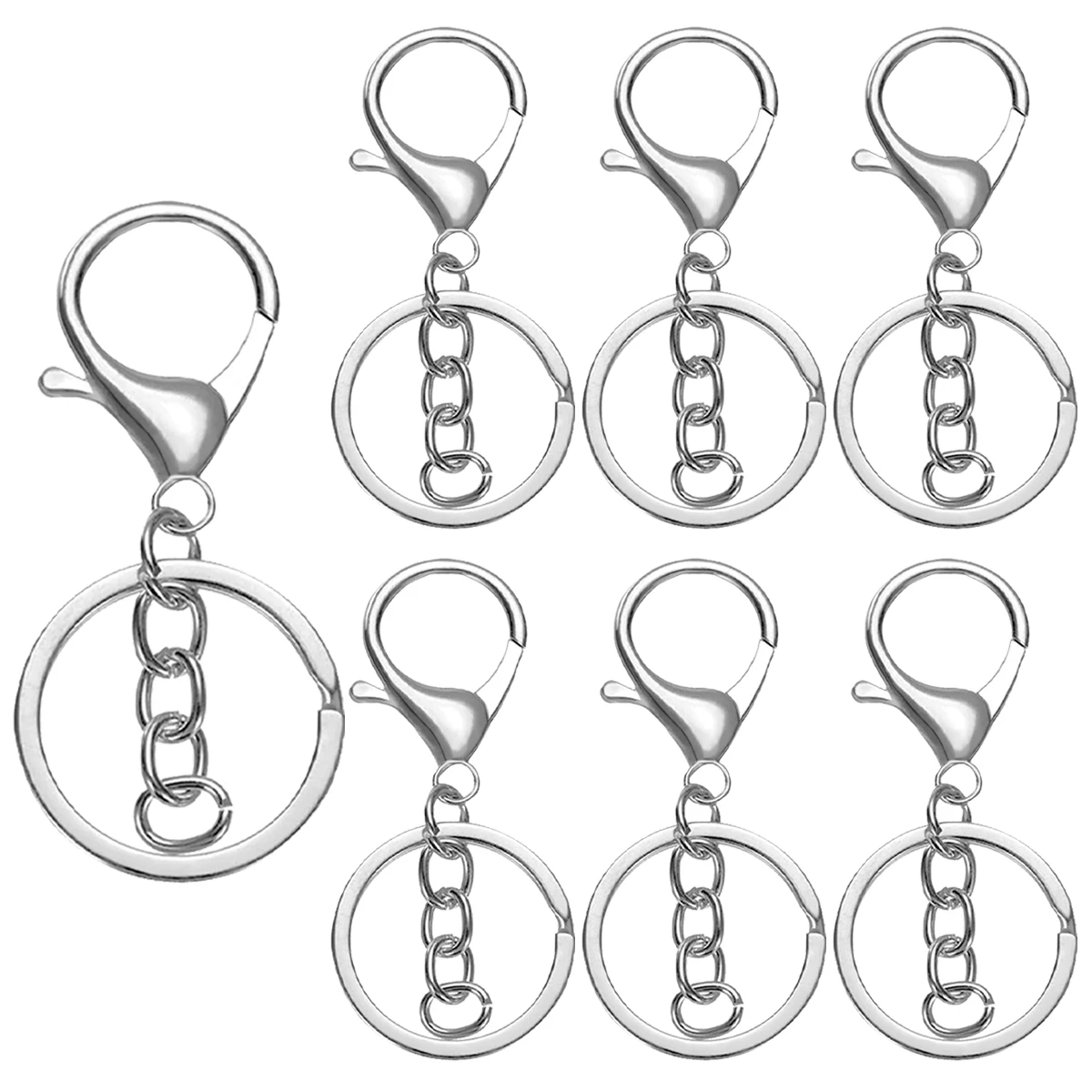 6/12/25/50 Stuks Metalen Karabijnsluiting Sleutelhangers Swivel Lente Haak Met Platte Split Ring voor Diy Ambachten Sleutelhanger Lanyard Maken