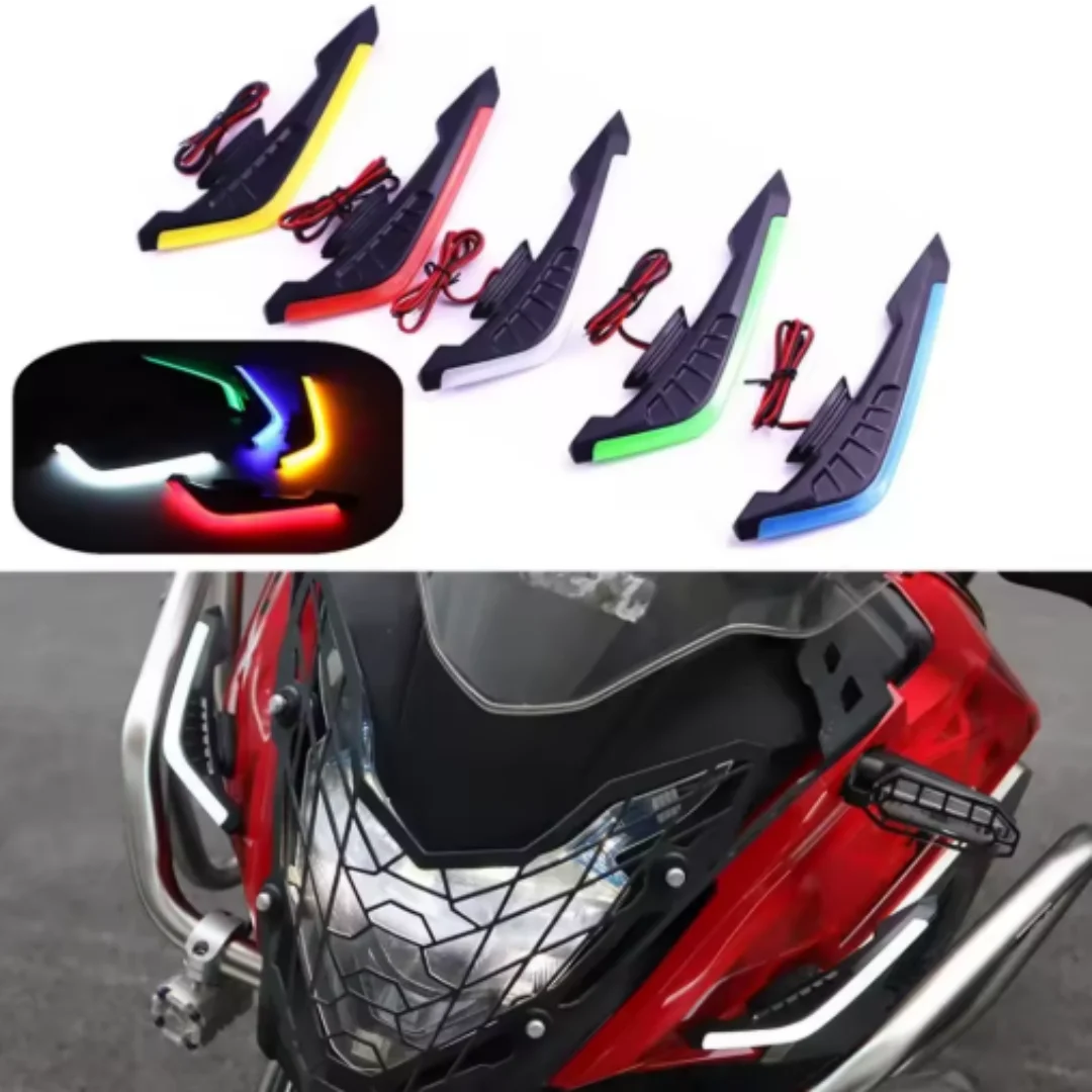 2pcs Universal 12V Motorcycle Side Wing LED Light Aerodynamic Spoiler Winglets Modification Decorative Lamp For Most Motorcycle
