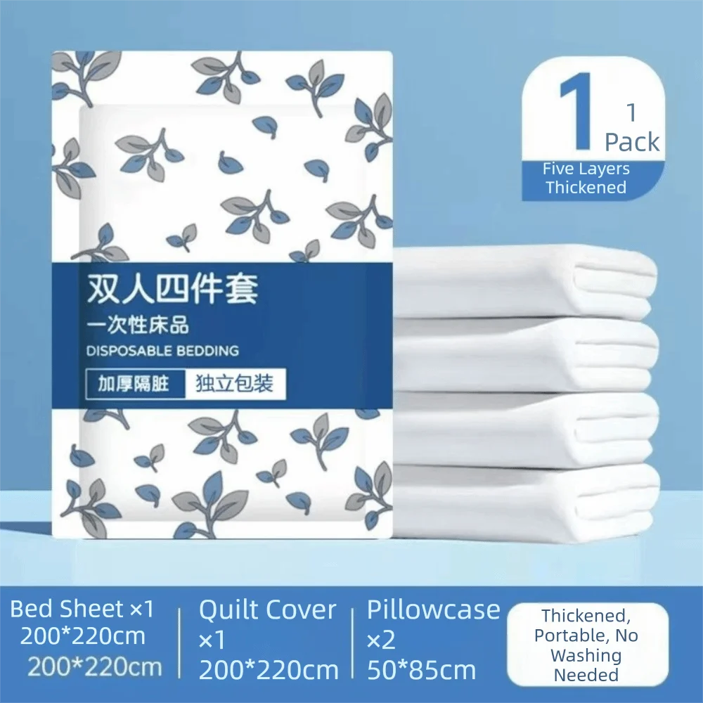 Thickened Material Non-Woven Bedding Set Non-Woven Fabric Dirty Proof Travel Bedding Set Three/Four-Piece Set Extra Large Size