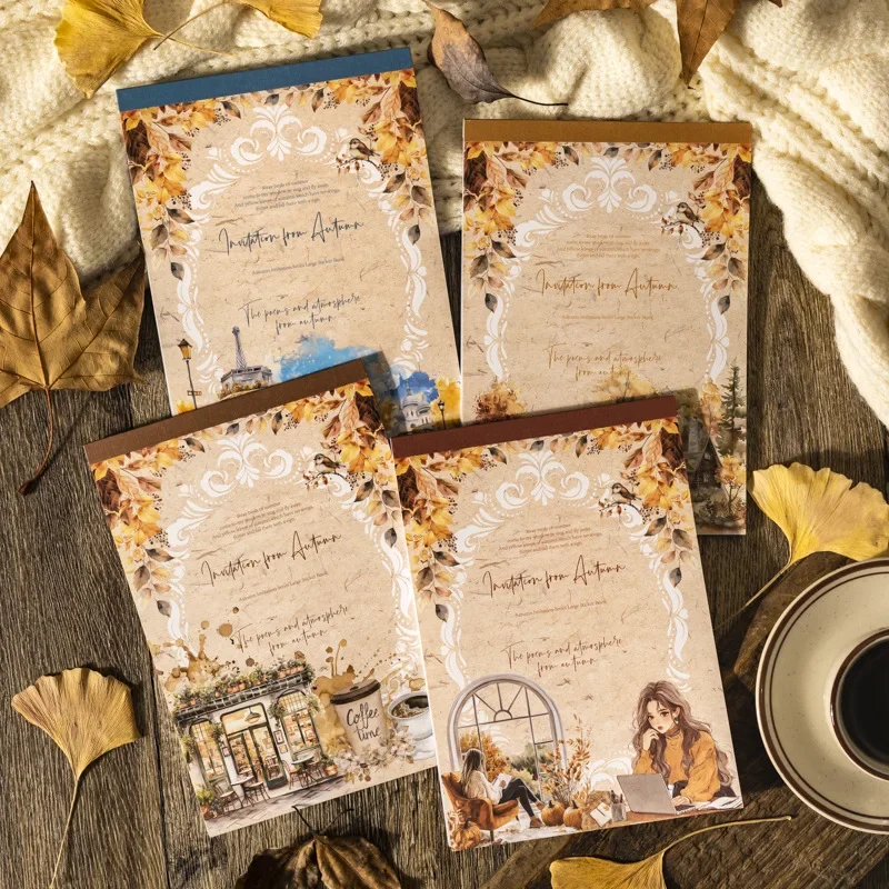 20 Sheets/pack Autumn Stickers for Journal Decoration Invitation Series 4 Styles of Retro Scenery