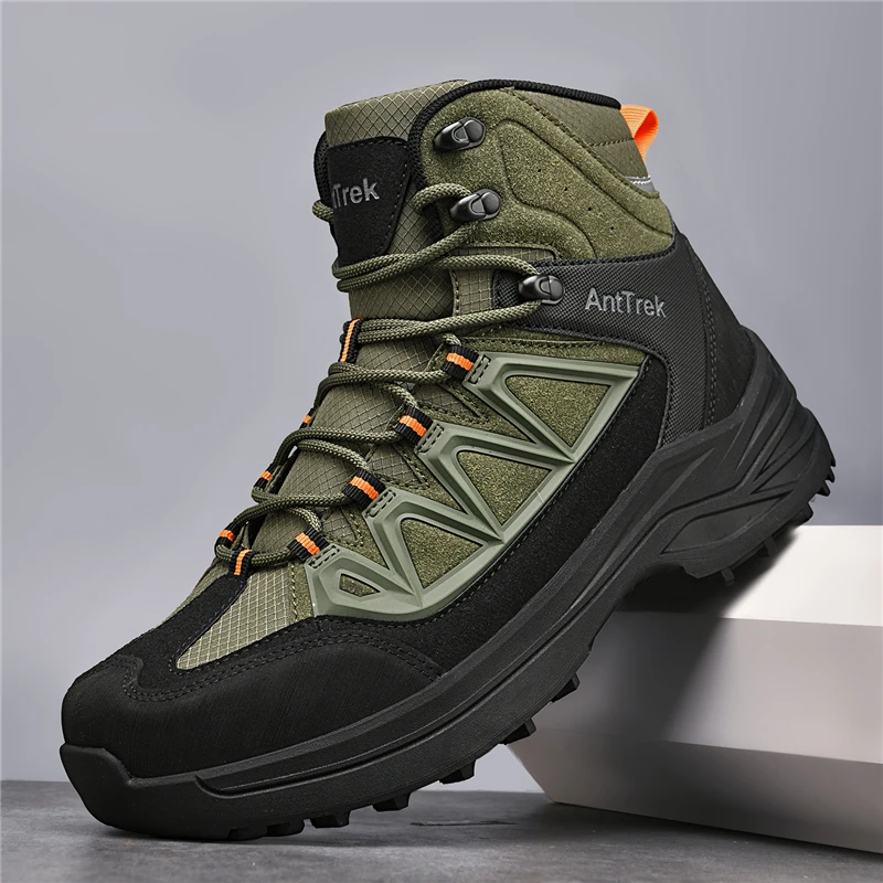 

High-Top Men Hiking Boot Winter Outdoor Shoes Lace-Up Non-slip Sports Casual Trekking Boots Man Suede Warm Shoes