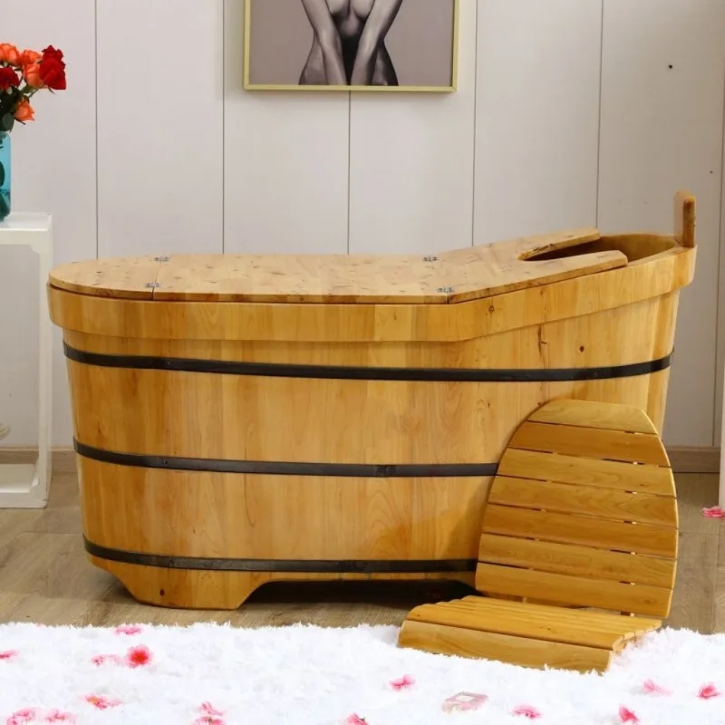 Adult wooden bucket Bath tub Steam whole body household Vintage bath bucket Special for beauty salons