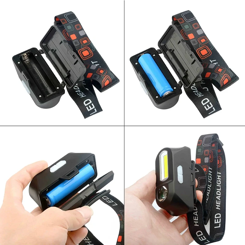 Mini Portable XPE+COB Headlamp USB Rechargeable Use 18650 Battery Headlight Outdoor Camping Fishing LED Head Flashlight