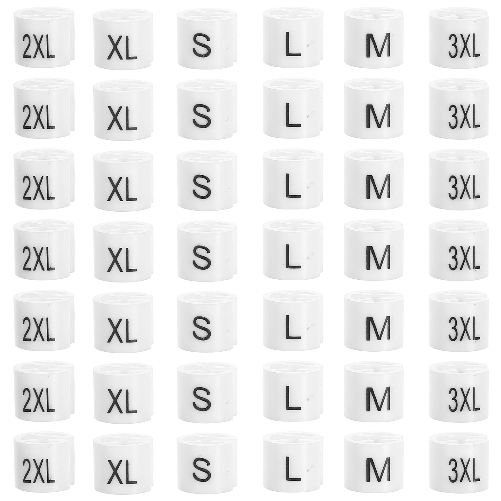 

120pcs Clothing Size Clip Hangers S-3XL White Plastic Labels Baby Clothes Tags Pant Clips Storage Organization