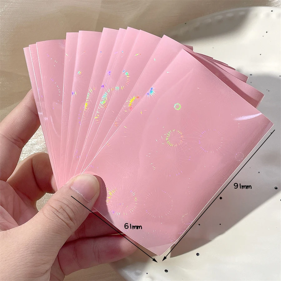 

SKYSONIC 50pcs Kpop Card Sleeves 61x91mm Fireworks Design Holder For Holo Postcards Top Load Film Photocard Game Cards Protector