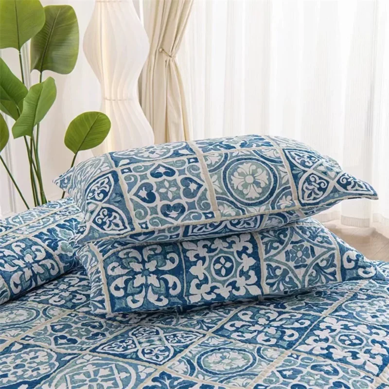 Handmade Quilted Bedspread Set, 100% Cotton, Padded Duvet, Linen Blanket, Cubrecam Bed Cover Colcha, Summer Quilt Bedding Set 6