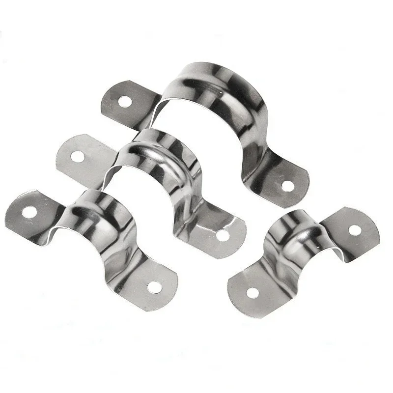 10Pcs Stainless Steel Ohm Tube Card U Type Water Pipe Clamp Pipe Card Horseback Saddle Clamp Throat Hoop Bracket