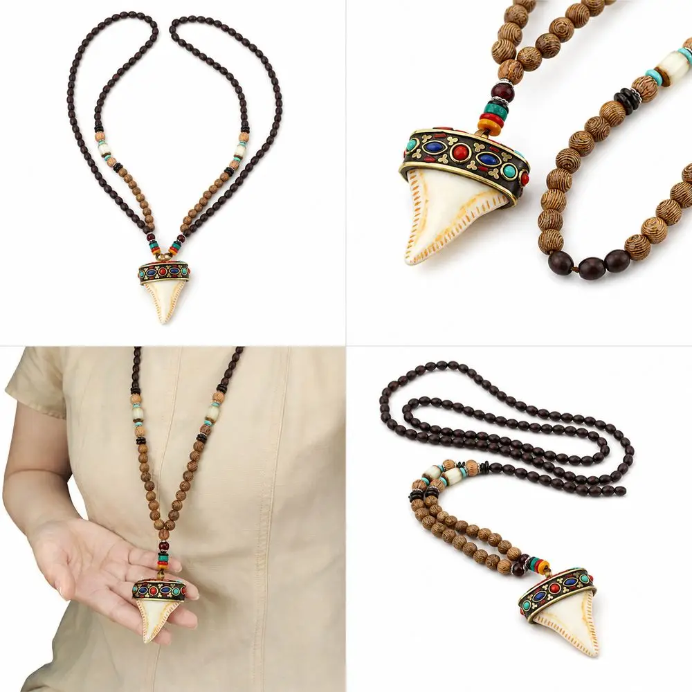 High Quality Mala Wood Bead Nepal Necklace Ethnic Jewelry Vintage Pendant Necklace Boho Handmade Ethnic Jewelry