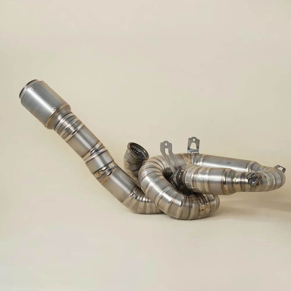 Suitable for Panigale V2 Street Fighter Exhaust Titanium Alloy Mid-Pipe Dual Outlet Round/Slanted Tip Motorcycle Exhaust