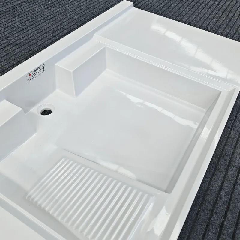 balcony dual-position laundry basin artificial quartz stone integrated wash basin washboard washing machine sink countertop