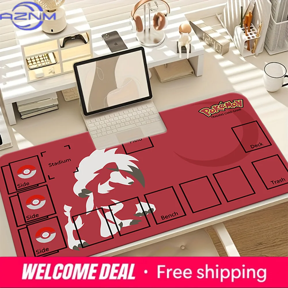

Red Background Lycanroc Pokemon TCG Battle Playmat Large Premium Non-Slip Gaming Desk Mouse Pad