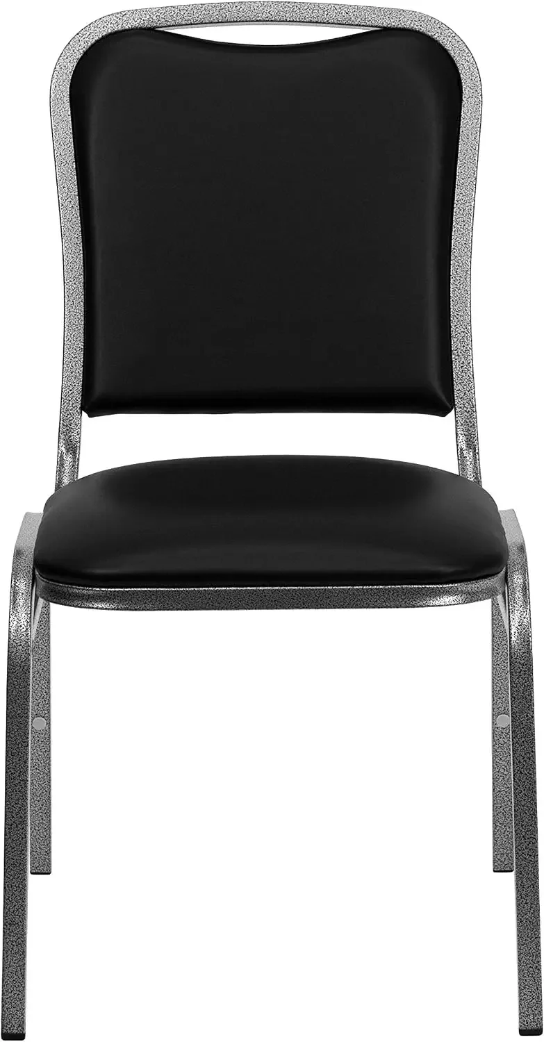 Hercules Stacking Banquet Chairs with Padded Seats, Vinyl Upholstered Event Chair with 500-lb. Static Weight Capacity, Set of 4,