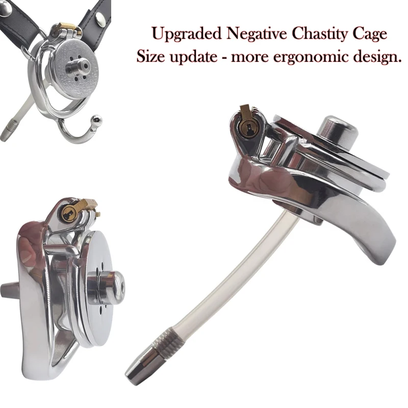 Upgrade Curve Small Sissy Cock Cage Flat Negative Chastity Cage Penis Lock With Invisible Cock Ring BDSM Sex Toy For Men Gay