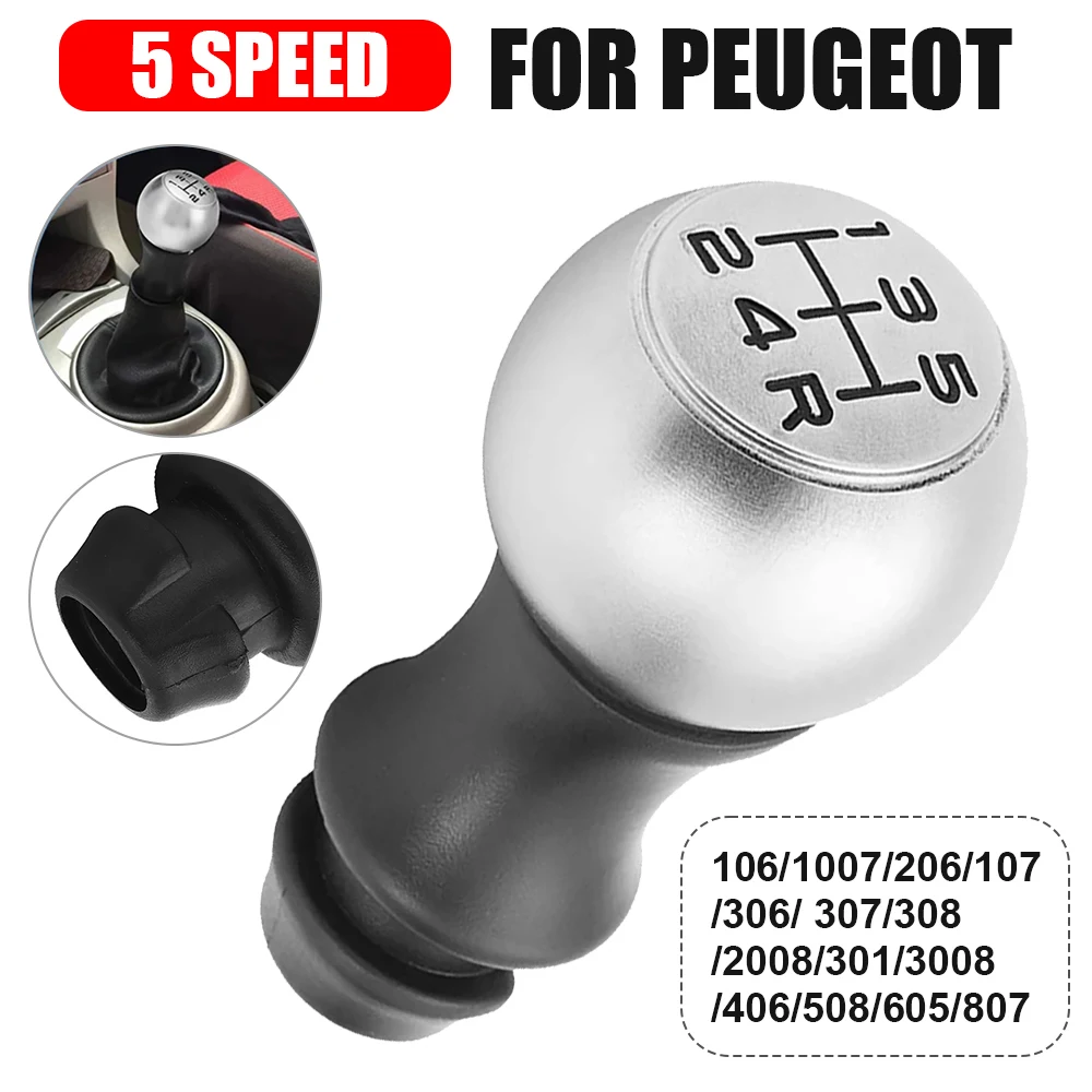 5 Speed Car Gear Shift Knob Lever Matte VTS Aluminum Alloy Sports Gear Shift Head For Peugeot 106 1007 206 107 306 307 308 2008