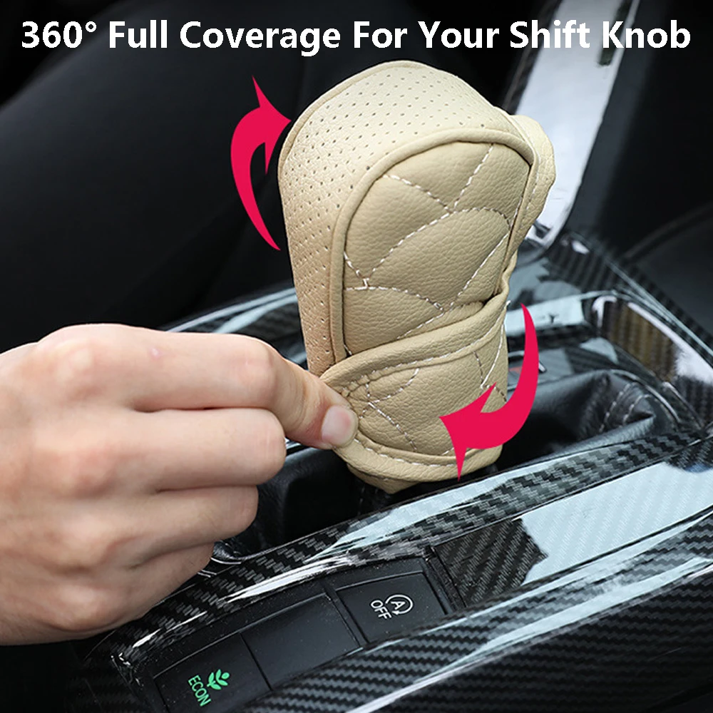 Universal PU Leather Gear Shift Knob Cover Gear Shift Non-Slip Grip Handle Protective Cover Car Interior Accessories