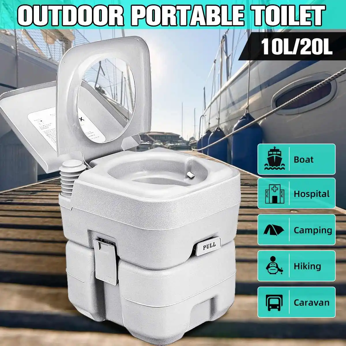 10L/20L Flushing Mobile Portable Outdoor Camping Toilet Outdoor Squatting Toilet Squatting Toilet Caravan Trailer Camper Van