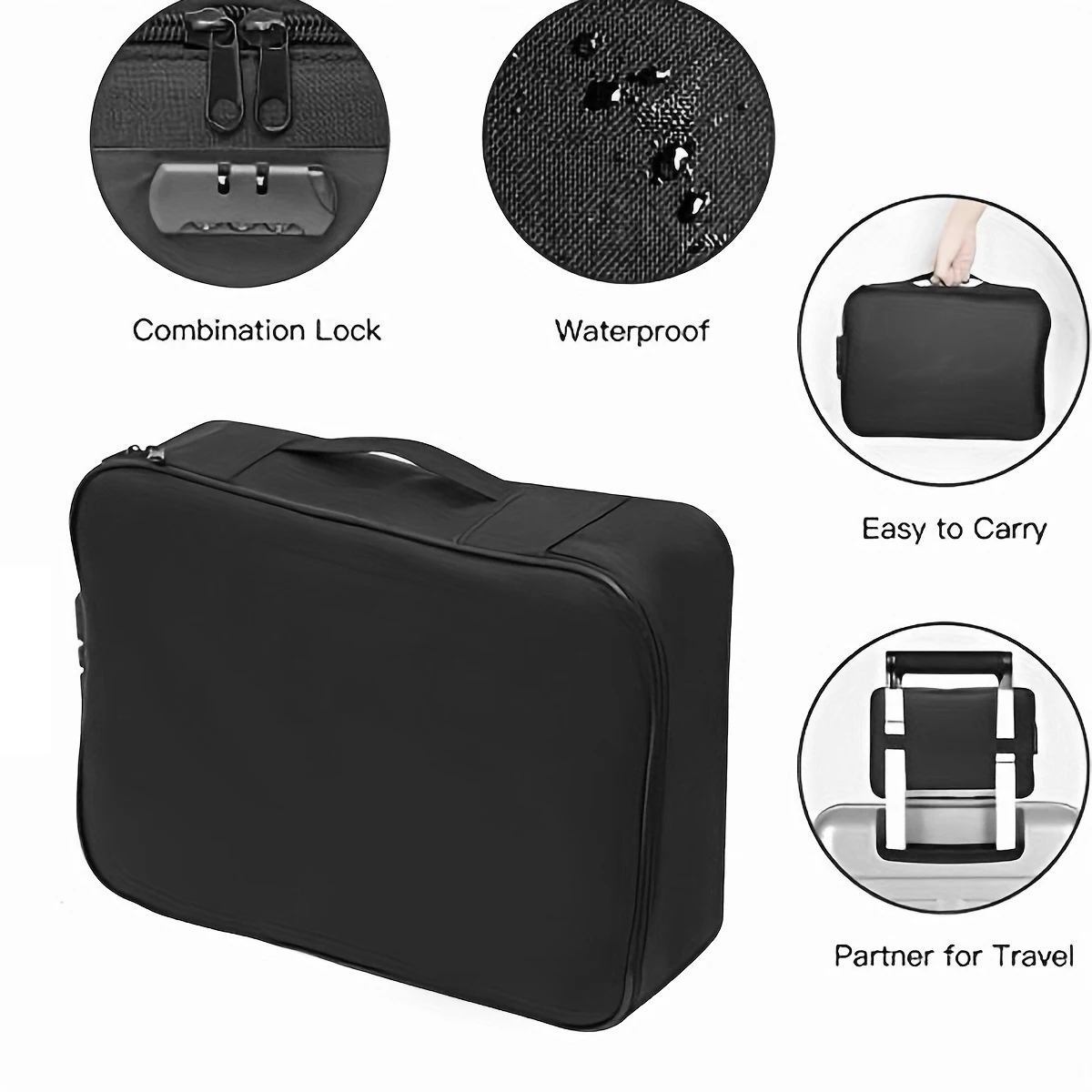 5-Layers Document Case with lock File Organizer Bag Zipper Certificate Storage Bag Portable Travel Bag School Office Supplies