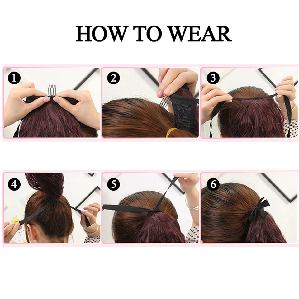 Extensión de coletas sintética lisa de 22 pulgadas, pieza de cabello que se envuelve, para mujer y niña, accesorio de cabello 4