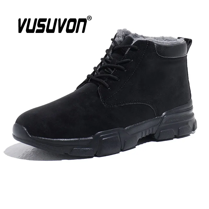 Men Warm Winter Boots Dress Keep Warm Casual Loafers Fashion Black Shoes Motorcycle For Party Business Boys Big Size 36-45