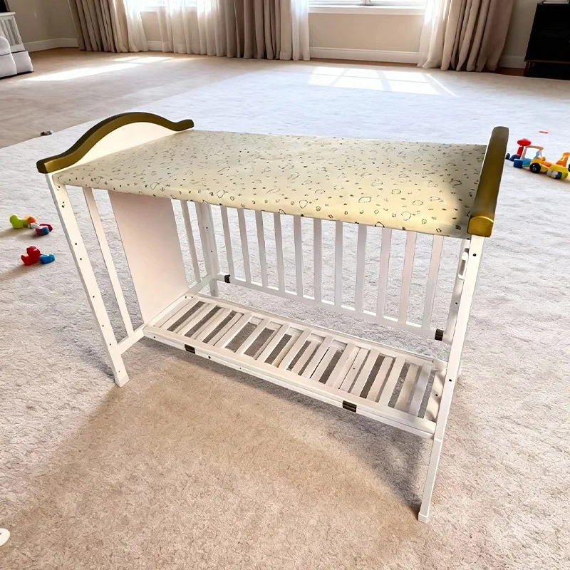 Mosquito Nets  Multifunctional Adjustable Table Sleeping Storage Wooden Crib Baby Beds with Changing Table
