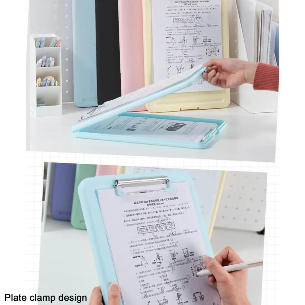 Large Capacity File Box Portable Storage Clipboard with Pen Holder Lightweight File Box for Home School Office Organization