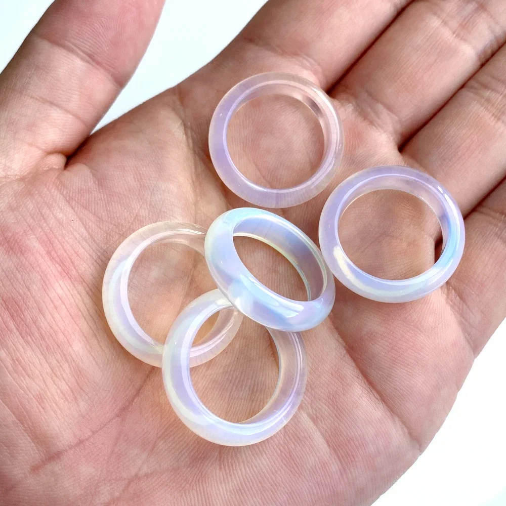 Natural Stone Aventurines Agates Hematites Rings 5PCS Fluorite Lapis Stretchy Ring Fashion Finger Rings Jewelry For Woman Men