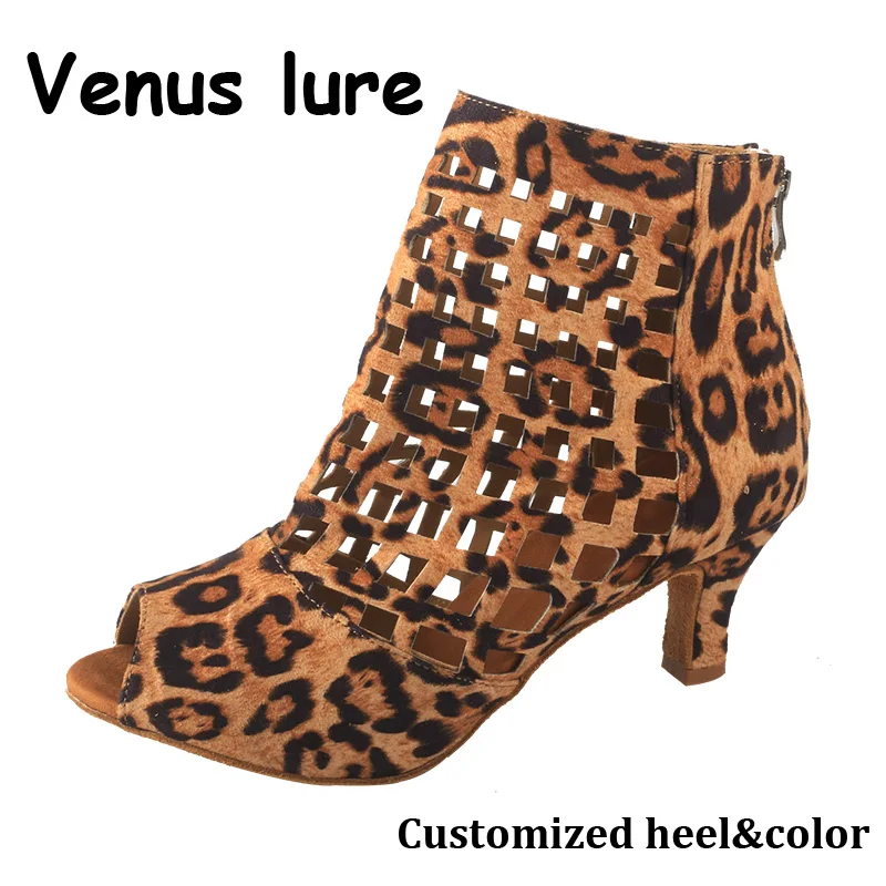 

Venus lure Lace up Hollow out Dance Boots Jazz Dance Short Boots Breathable High top Dance Shoes for Women Latin Dance