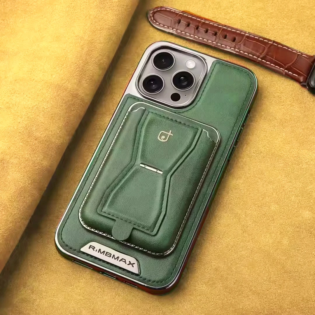 

Роскошный чехол для телефона с магнитным слотом для карт из искусственной кожи для Iphone 16, 15, 14 Plus 12, 13 Pro Max, противоударный чехол с деловым покрытием для объектива