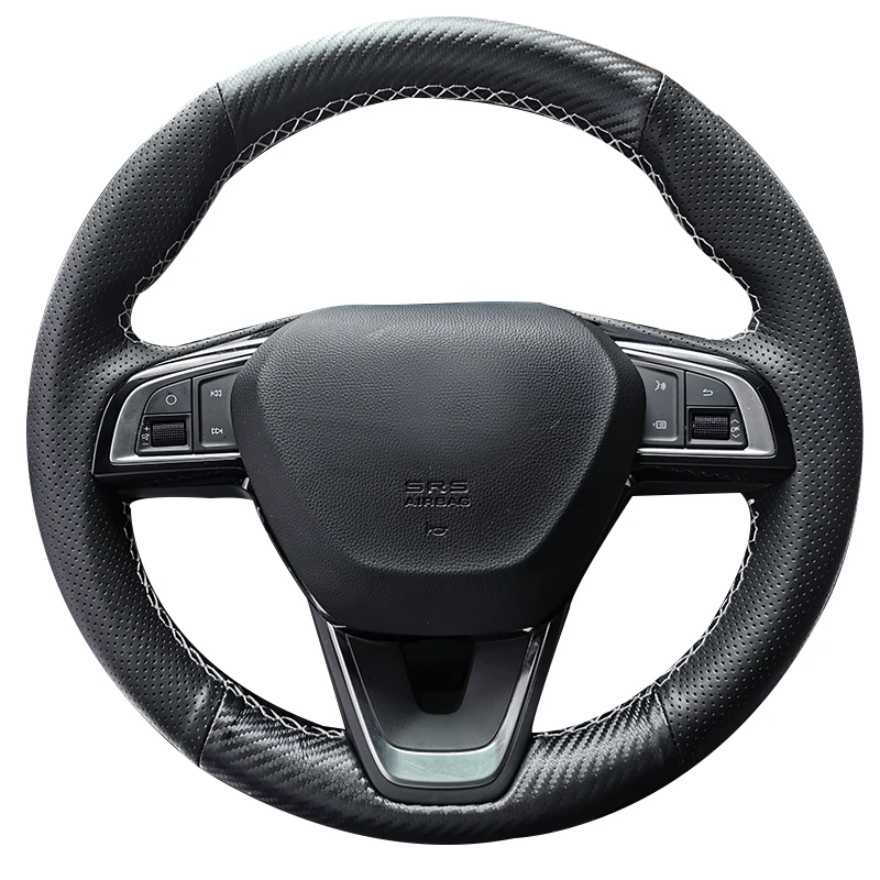 

For XPENG G3i/P5 Genuine Leather Steering Wheel Cover - Hand-Stitched Custom Fit (2021-2024 Models)
