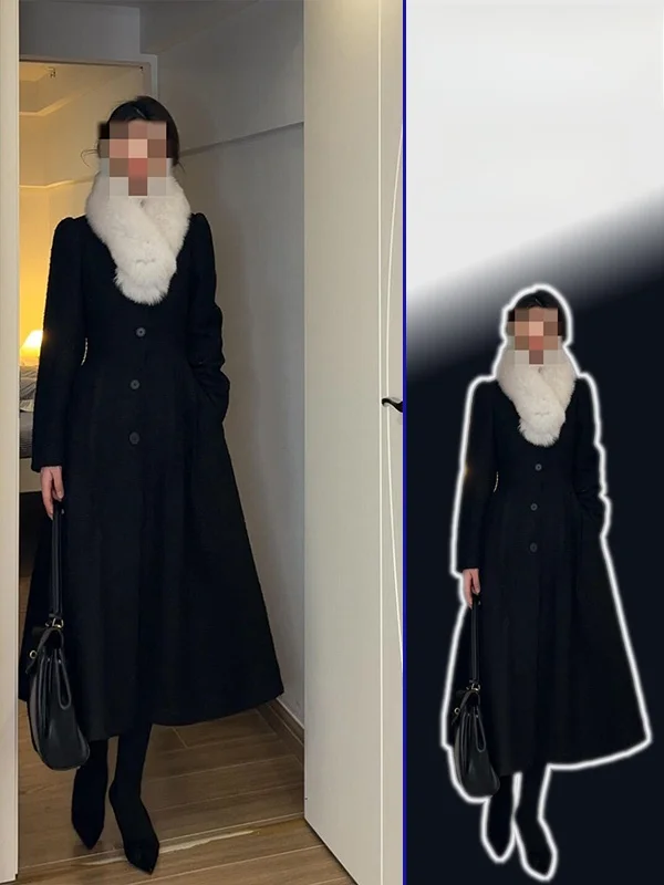 

Длинное шерстяное пальто Ele с одной пуговицей и поясом на талии, весна-осень, большие размеры, модный дизайн, верхняя одежда для женщин