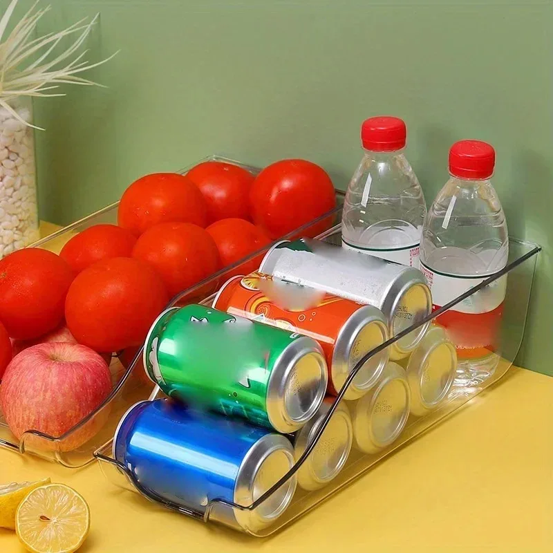 1pc Kitchen Storage Tank Soda Storage Tank Refrigerator Freezer Storage Dispenser Automatic Scrolling Pantry Organizer