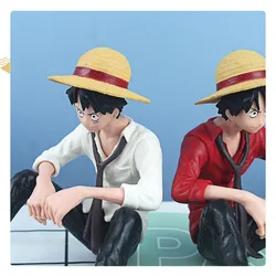 10cm Anime One Piece Monkey D Luffy Figure Sitting Position Model Toys Cake Car Decoration Kids Fans Collection Desktop Doll
