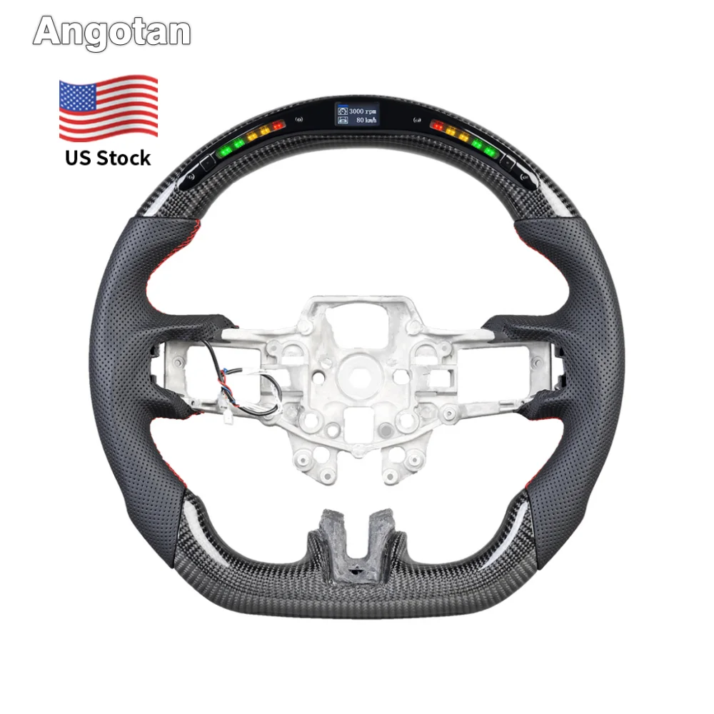 

LED Carbon Fiber Steering Wheel for Ford Mustang 2015-2017 Ecoboost/Gt/Shelby Gt350/Gt350r Gt500lat Perforated Leather