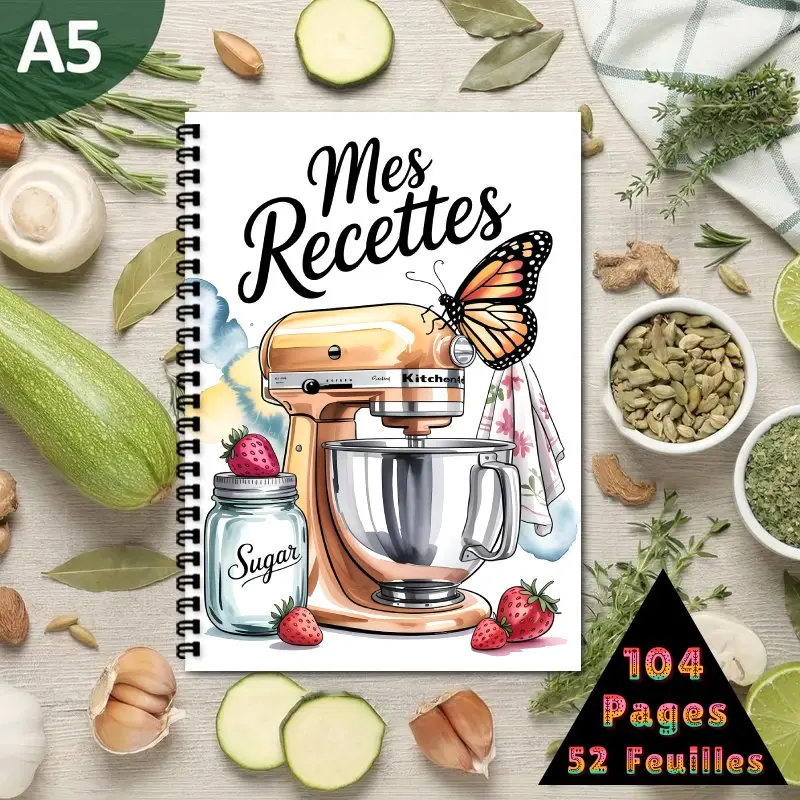 Divertido libro de recetas francesas, haga su propio libro de recetas, páginas en blanco para planificación de recetas y comidas, regalo perfecto para entusiastas de la cocina