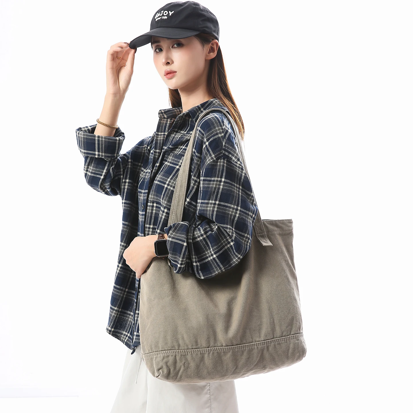 

Large Canvas Women's Bag Durable Shoulder Bag Korean Eco Bag Shopping School Messenger Bag Y2K Handbag Lavender Tote Bag Simple