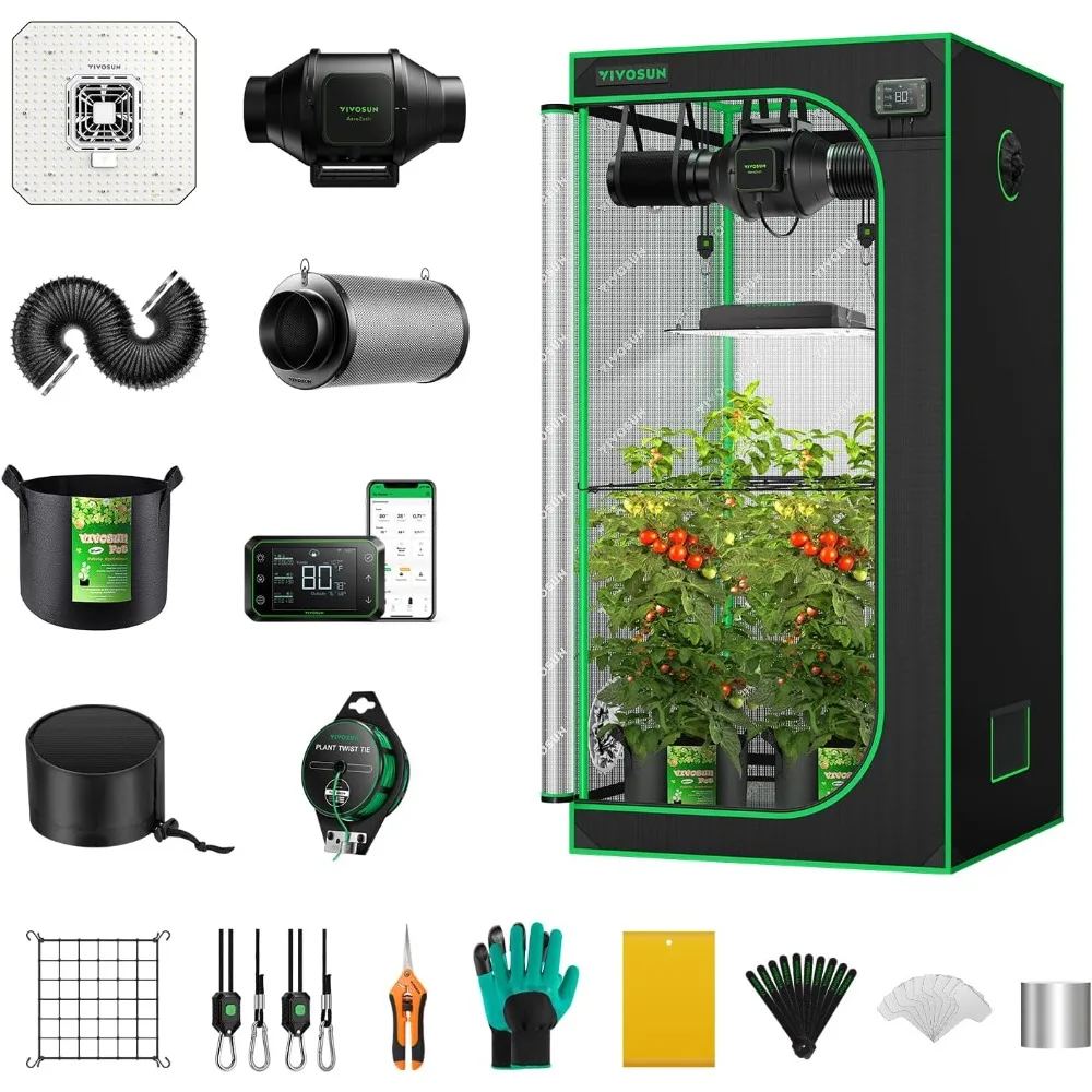 Smart Grow Tent System, WiFi-Integrated, with Automate Ventilation and Circulation, Schedule Full Spectrum 150W LED Grow Light