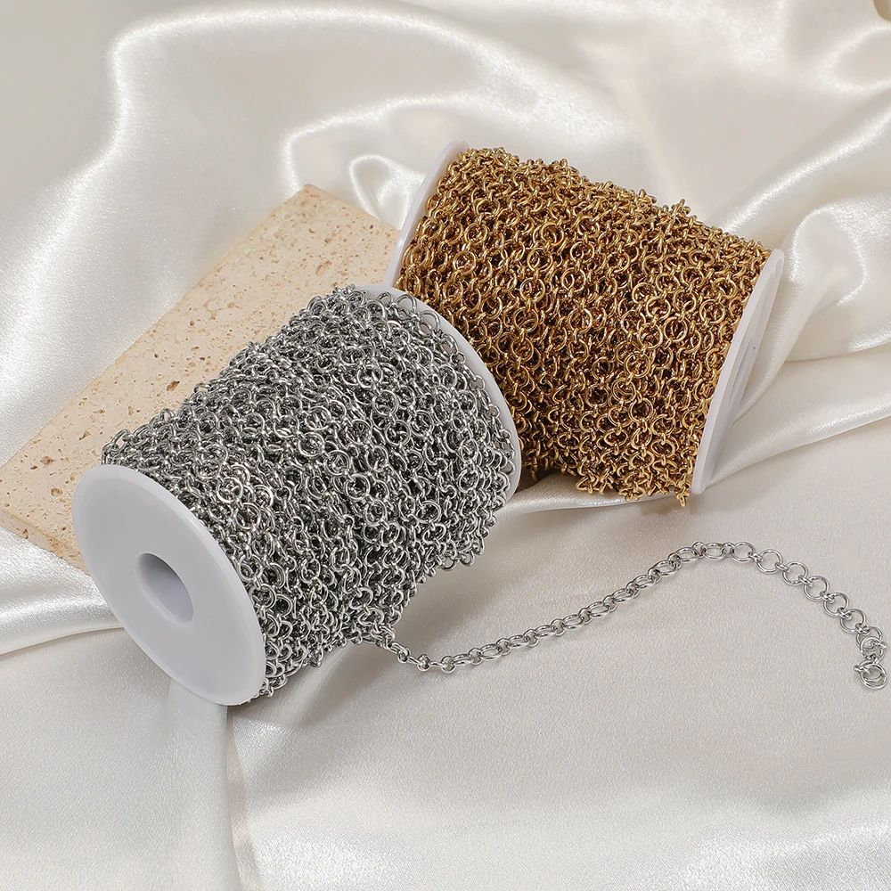 1 Meter Edelstahl O-Rolo-Kabelkette für DIY Herrenschmuck, Damenketten, Armbänder und Bekleidungszubehör – Detail 6