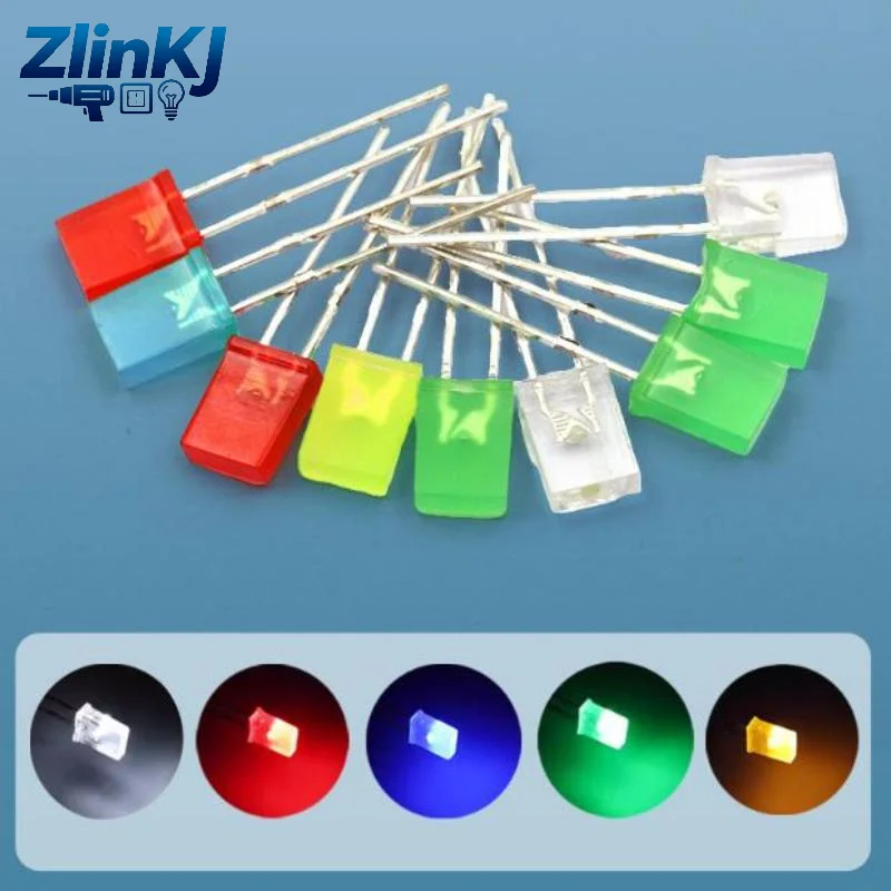 20Pcs 2x5x7mm Square LED Diode, Multi Color Long Pin Light Emitting Diode, For Electronic Circuit DIY Experiment Project