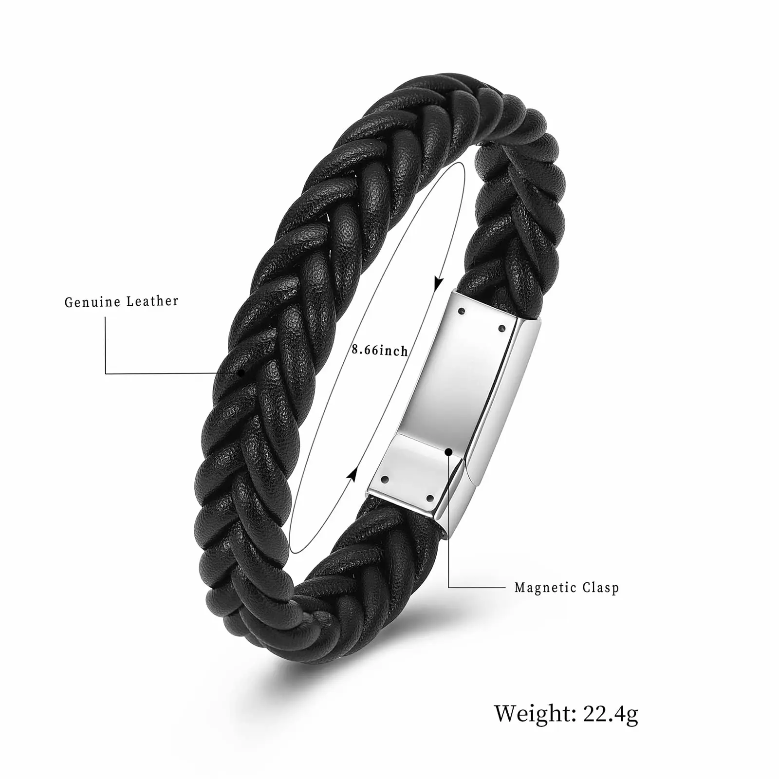 Cremation Bracelet for Ashes for Men Stainless Steel Urn Memorial Jewelry Twist Braided Leather Wristband Bangle Keepsake Gift