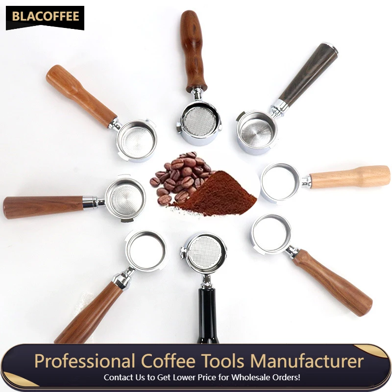 

Coffee Bottomless Naked Filter Stainless Steel Solid Wood Handle Filter Basket Replacement Espresso Machine Accessories Tool