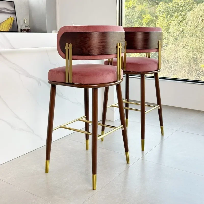 Wabi Stillwind solid wood chair, home high chair, backrest island dining  chair,  stool, front desk high stool
