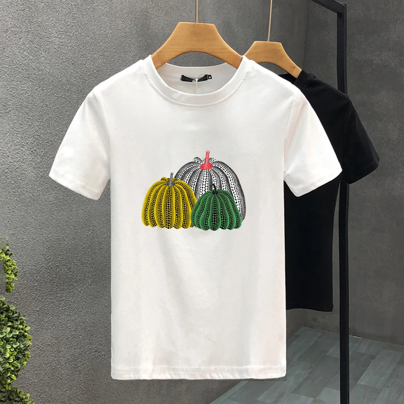 Luxury Brand Pumpkin 100% Cotton High Quality Printing Couple Tees Summer Harajuku For Men/Women Short Sleeve T-shirt Asian Size