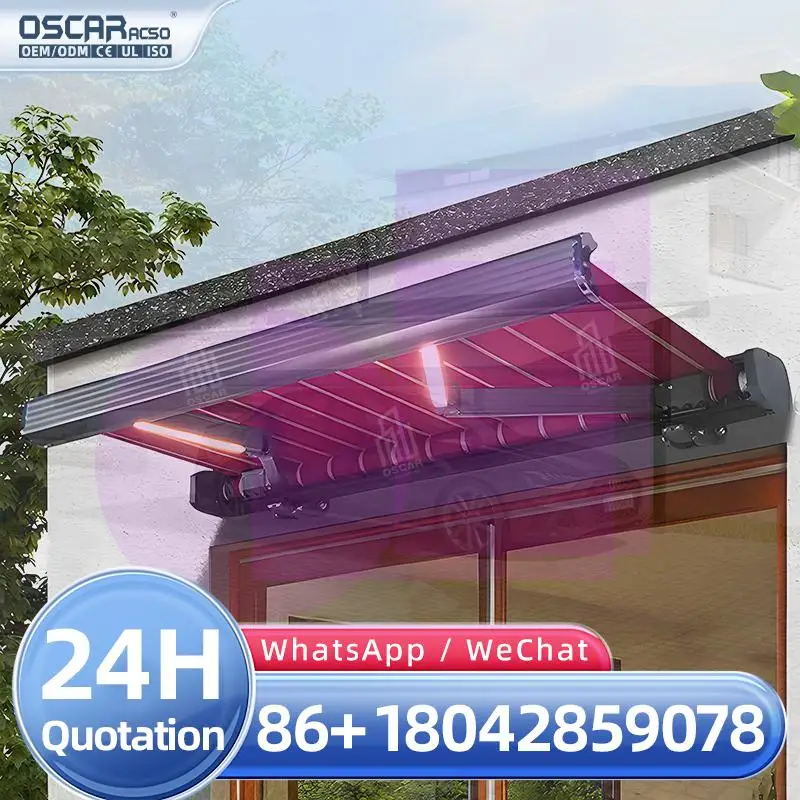 

Выдвижной навес с дистанционным управлением, ветрозащитный, с акриловым полотном и алюминиевым каркасом, для использования на виллах и в уличных условиях