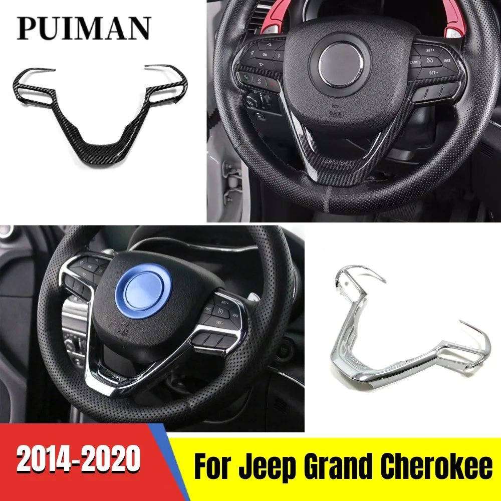 

For Jeep Grand Cherokee WK2 2014 2015-2020 ABS Chrome Car Steering Wheel Button Frame Cover Trim Decoration Sticker Accessories