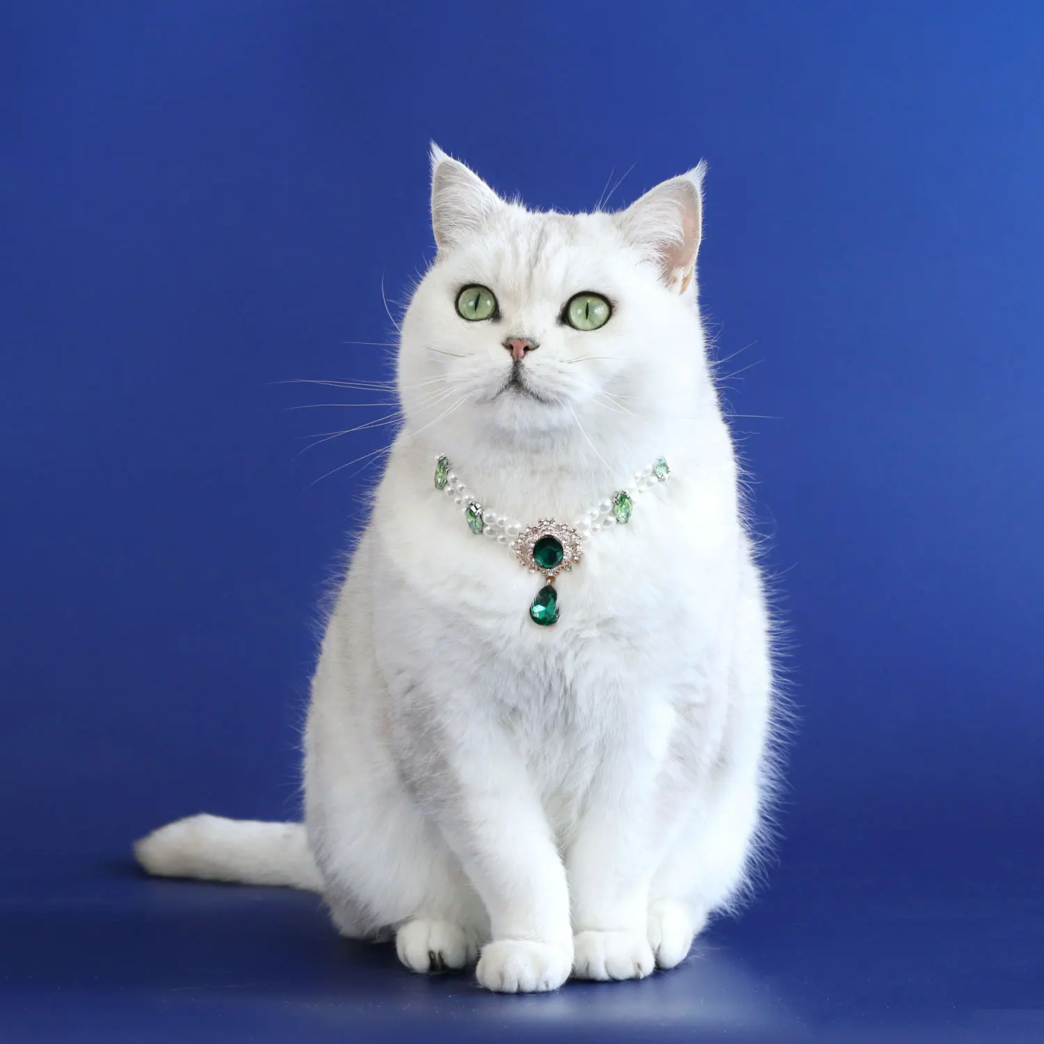 Hunde- und Katzen-Perlenkette Kristall-Edelstein-Anhänger Halsband Haustier-Schmuck Luxuriöses Katzenhalsband Modisches Accessoire Foto-Requisite – Detail 7