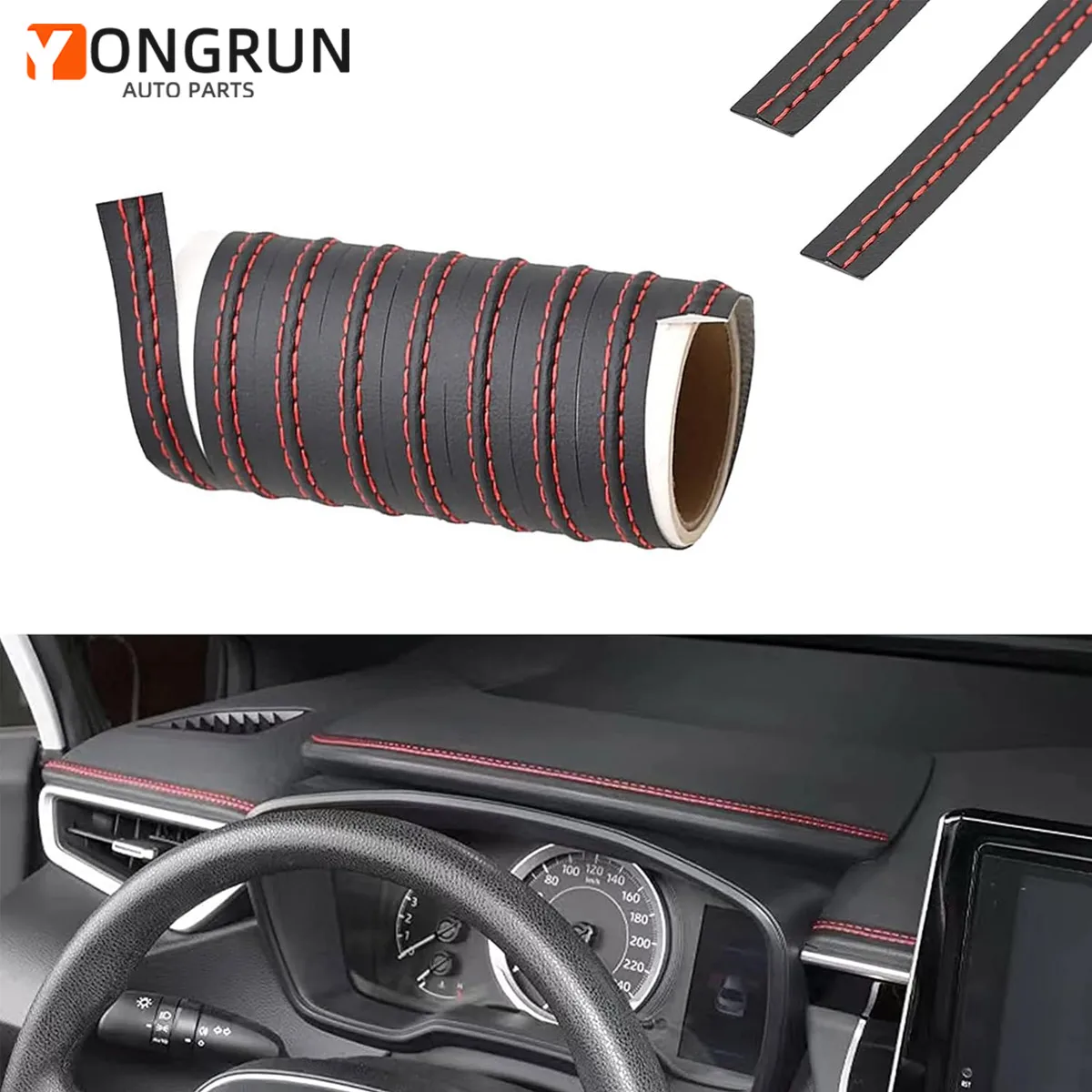 

Car Shaped Flexible Pu Leather Strip Interior Decoration Car Dashboard Door Decoration Sticker Decoration Self-Adhesive Sticker