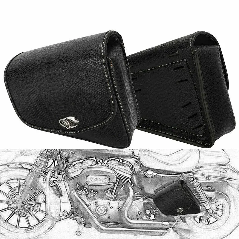 Motorfiets PU Lederen Bagage Side Zadeltas Voor Harley Sportster XL883 1200 Links Rechts Zwart Zadeltas Motor Accessoires