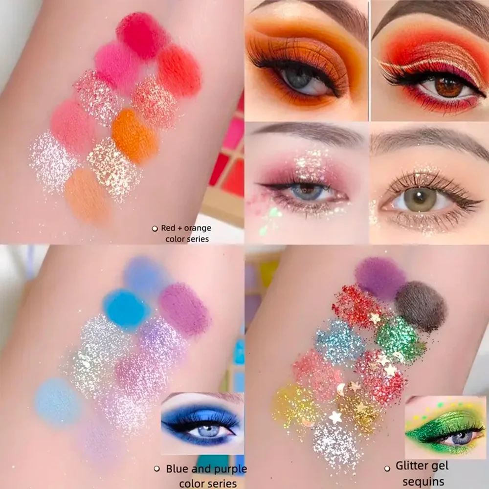 Sombra de ojos camaleón de 40 colores – Brillo brillante mate, resistente al agua, de larga duración, multiusos, fiesta de Halloween, unisex