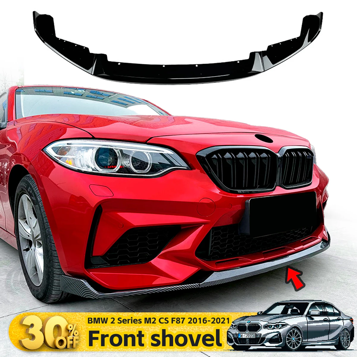 

For BMW 2 Series M2 CS F87 2016-2021 Front Lip Spoiler Custom Front Bumper Splitter & Exterior Modifications Car Accessory